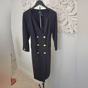 NWT ⭐️ DonnaKaran Elegant Classy Black Dress with Gold Details - Size 10